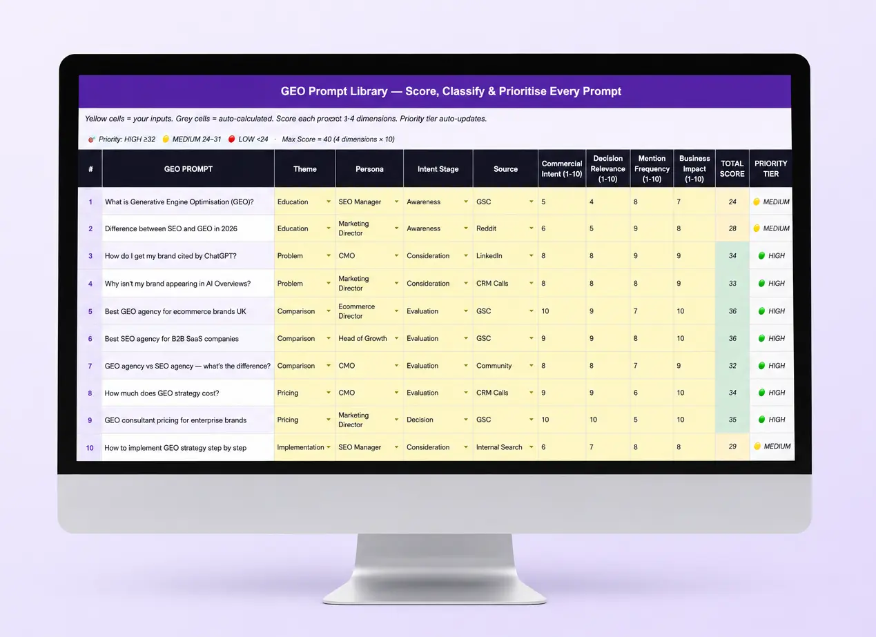 GEO Prompt Tracking Template